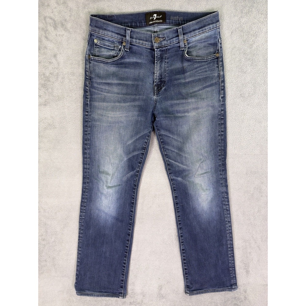 7 For All Mankind Jeans Mens 30x30 Blue Austyn Straight Relaxed Dark Wash Denim